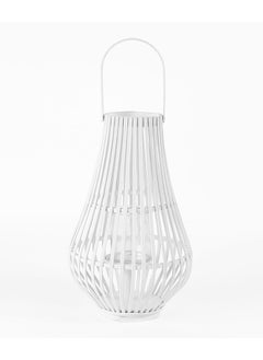 Buy Bamboo Round Lantern, White - 30x53 cm in UAE