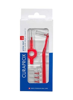 اشتري Curaprox CPS 07 Prime Start Interdental Brush Kit, Red - 5 x 0.7mm - 2.5mm Interdental Brushes + 2 Interdental Toothbrush holders في الامارات