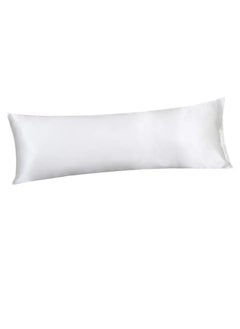 Buy Silky satin, 1-piece long pillow cover, white color. in UAE