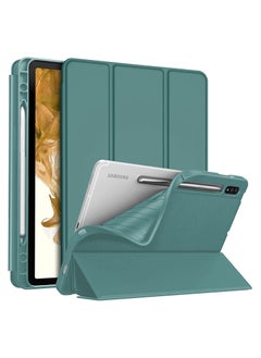 Buy Smart Case for Samsung Galaxy Tab S8 Plus 2022/S7 FE/S7 Plus 12.4 with Pencil Holder, Soft TPU Smart Stand Back Cover Auto Wake/Sleep Feature - Green in Egypt