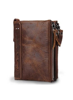 Buy Contacts Men's Genuine Leather Wallet  RFID Blocking Wallet for Men Bifold Zip Wallet 7 Card Slots  1 ID Window in UAE