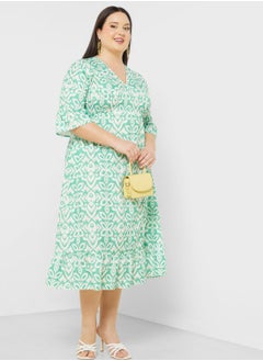 Buy Printed A Line Midi Dress in UAE