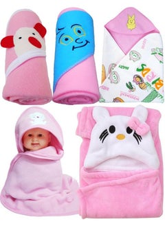 Buy Newborn Value Hamper Pack Of 5 Hooded Baby Blankets For Babies(Pack Of 5) in UAE