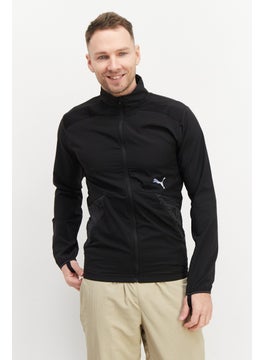 Buy Men Sportswear Fit Long Sleeve Running Jacket, Black in UAE