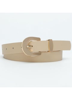 Buy Belt New Design Alloy with Resin Pin Buckle PU Leather Belt Elegant Solid Color Women's Decoration Belt in Saudi Arabia