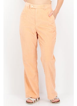 اشتري Women Regular Fit Plain Corduroy Pants, Peach في الامارات