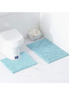 اشتري Tycom Bathroom Rugs Bath Mat Non Slip Fluffy Soft Plush Microfiber Shower Carpet Rug Washable Non-Slip Carpet Mat for Bathroom Floor 50 By 80 CM Long 2 Packs Light Blue. في الامارات