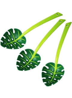 اشتري GulfDealz Green monstera leaf colander, leafy jungle spoon soup, pasta, salad slotted spoon (pack of 3) في الامارات