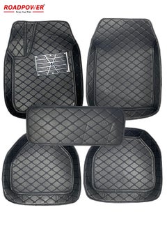 Buy Car Floor Mats Luxury Faux Leather 033 Automotive Floor Mats All Weather Is Universal 5 Pieces Black in UAE