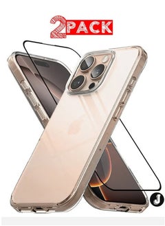 اشتري "New 2-Pack iPhone 16 Pro Max Case & Screen Protector – Clear TPU, Ultra Slim, Shockproof, Anti-Yellowing, Scratch-Resistant, Case Cover Clear" في الامارات