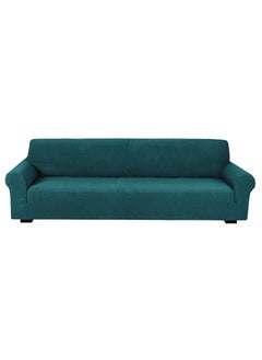 Buy Stretch Fit 4-Seater Sofa Cover Soft Brushed Fabric Couch Cover Exquisitely Full Coverage Furniture Protector Slipcover Four Seater Fits on Standard and Recliner Sofa 235-300cm Size Teal Green in UAE