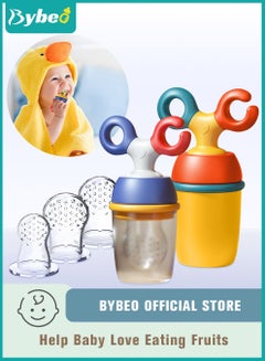 Buy 2PCS Baby Food Fruit Feeder Pacifier With 6 Replacement Silicone Pouches and Storage Box, MultiPurpose Teething Toy Teether for Infants in UAE