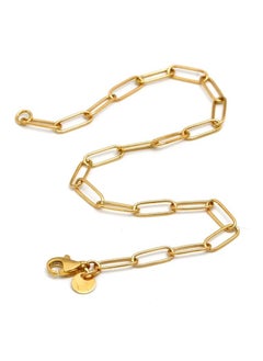 Buy Real Gold Sleek Paper Clip With Dangler Bracelet in UAE