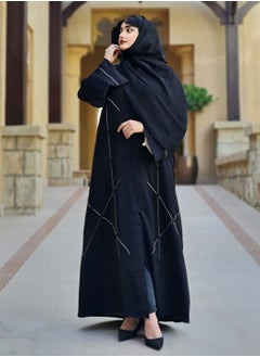 Buy Elegant Nada Black Abaya with Thread work in UAE