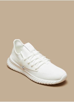 اشتري Textured Sports Shoes with Panel Detail and Lace-Up Closure في الامارات