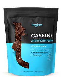 اشتري Casein+ Casein Protein Powder, Grass-Fed Micellar Casein Protein, Naturally Sweetened & Flavored, No Added Sugars, 25g Per Serving, 1020grams, 30 Servings - Dutch Chocolate, Dietary supplement في الامارات