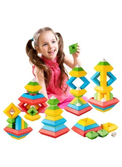 اشتري Stacking Toys for Toddlers, Montessori Toys for 1 2 3 4 5 Year Old Girls Boys Toddlers, Preschool Learning Activities, 30Pcs Building Blocks Stacking Educational Toys STEM Sensory Toys Gifts for Kids في الامارات