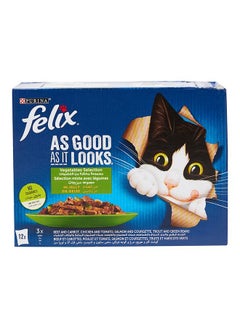 اشتري Felix As Good As It Looks With Vegetables Selection In Jelly Pack Of 12 White 85grams في الامارات