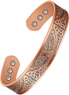 اشتري Pure Copper Magnetic Bracelets for Women Men, Adjustable Copper Cuff Bangle, Wide Solid Copper Magentic Bracelet, Magnetic Bangle Bracelets Jewelry with Tree of Life Motif في السعودية