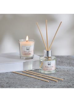 Buy Garden Floral Night Reed Diffuser and Candle Fragrance Gift Set 5 x 7 x 5 cm in UAE