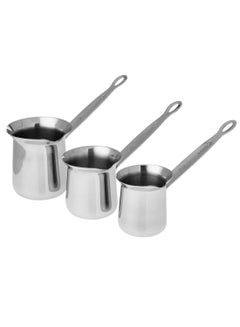 Buy A Set Of 3 Kurkmaz Turkish Coffee Pots Made Of Stainless Steel Size 2-3-4 Cups in Saudi Arabia