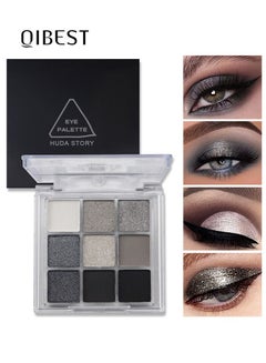Buy Black Grey Silver Smokey Eyeshadow Palette, 9 Colors Cool Toned Matte Glitter Eyeshadow Palette Longlasting Waterproof Eye Shadow for Girls and Women in Saudi Arabia