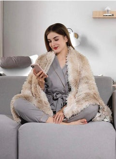 Buy COMFY SOFT & FLUFFY CLASSIC FUR BLANKET/THROW BEIGE TYE & DYE in UAE