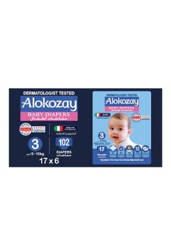 Buy Premium Baby Diapers - Size 3 (5-10 Kg) High Absorbency Baby diapers - 17 Diapers X Pack Of 6 - 102 Diaeprs Count in UAE
