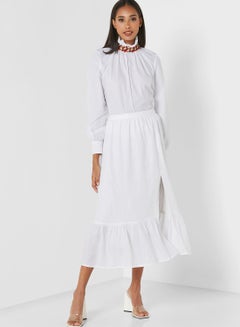Buy High Waist Side Split Skirt in UAE