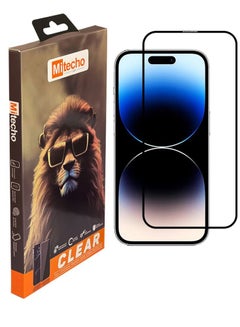Buy Mi techo Apple iPhone 15 Pro Max Full Coverage Clear Tempered Glass Screen Protector in UAE