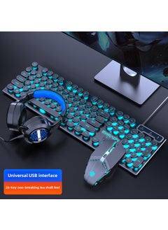 Buy Vintage Punk Keyboard  Mouse for Gaming and Office Black Ice Blu-ray Punk Edition + Gaming Mouse + Gaming Headset in Saudi Arabia