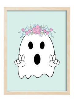 Buy Halloween Cute Ghost Framed Poster 30x40cm - Spooky Halloween Wall Art Decor for Kids' Rooms, Home, Nursery, or Party - Trick or Treat Halloween Decoration Gift in UAE