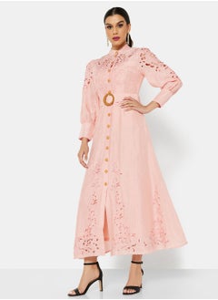 Buy Belted Maxi Shirt Dress in UAE