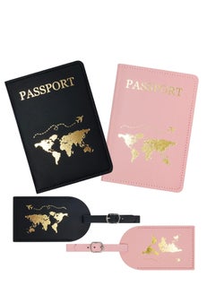 اشتري Luggage Tags, 2 Pcs Airplane Passport Covers and 2 Pcs Luggages, Holder Travel Suitcase Tag Case Organizer, Bag Labels في السعودية