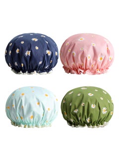 اشتري Shower Caps, Bath Cap, for Women Waterproof Double Layered Elastic Shower Cap (4 Pack) في الامارات