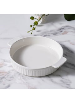 اشتري Serax Porcelain Round Baking Dish for Baking Souffle Pudding Unique Design For Kitchen Hotel Restaurant Banquet and Daily Use 25.8X21.2X5CM في الامارات