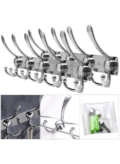 Buy 2 Pack Stainless Steel Wall Mount Hook Hanger for Coat Robe Hat Clothes Towel Rack Silver in UAE