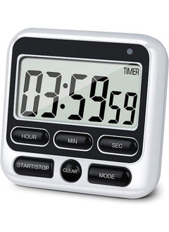 Buy Digital Kitchen Timer with ,Mute/Loud Alarm Switch ON/Off Switch, 12 Hour Clock & Alarm, Memory Function Count Up & Count Down for Kids Teachers Cooking, Large LCD Display, Strong Magnet in UAE