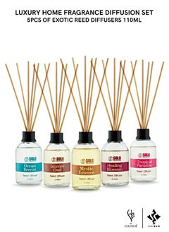 Buy Luxury Home Fragrance Reed Diffuser Set - 5pcs of Exotic Reed Diffusers/Humidifiers 110ml (assorted) in UAE