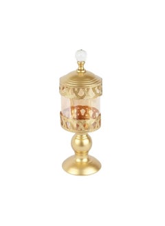 Buy Glass candlestick with gold base and lid in Saudi Arabia