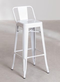 Buy Metal Counter Height Barstool, Industrial Counter Bar Stools Kitchen Bar Chairs Indoor Outdoor Stool-Low Back, White in UAE