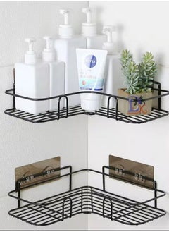 اشتري Metal bathroom corner shelf with rust-resistant adhesive and a basket design to prevent water accumulation in it to organize all bathroom supplies. Painted with high quality multi-colour paint في مصر