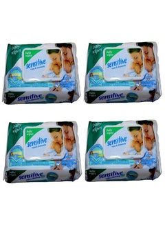 اشتري Sensitive Baby Cotton Wipes With Flip Top Soft Cleansing Anti Bacterial Travel Pack Parabenfree With Aloe And Chamomile (90 Wipes In One Packset Of 4) في السعودية