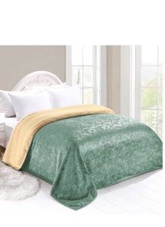 Buy Double-sided blanket, soft velvet and warm fur, elegant design, size 240x200 cm in Saudi Arabia