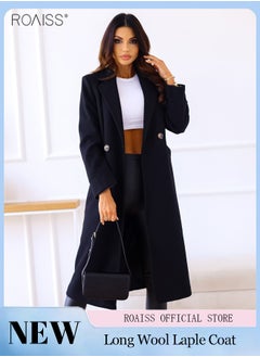 اشتري Women's Fashion Lapel Woolen Coat Casual Loose Fitting Suit Collar Coat With Practical Pockets On Both Sides Coat في الامارات