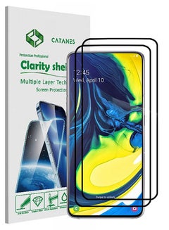 Buy 2 Pack For Samsung Galaxy A80 Screen Protector Tempered Glass Full Glue Back in UAE