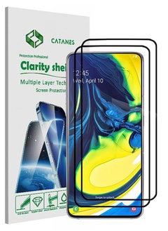 Buy 2 Pack For Samsung Galaxy A80 Screen Protector Tempered Glass Full Glue Back in UAE