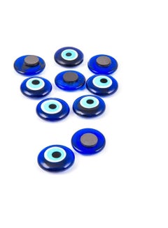 Buy REBUY Evil Eye Fridge Magnet with Evil Eye Décor, Good Luck Charms and Unique Amulet Magnet for Home, Office, Car and Metal Surfaces, Metal Alloy Design with Blue and White Evil Eye in UAE