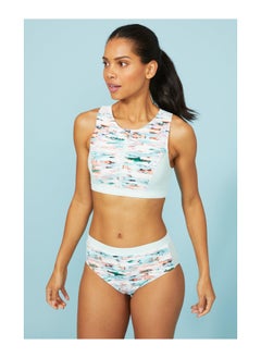 Buy Zip Front Blurred Print Active Bikini Top in UAE