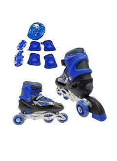 Buy Children's Skates Roller, Adjustable Inline Skates with Flashing Light Up Wheel for Boys Girls And Beginners Rollerblades (With Protective Gear) in Saudi Arabia